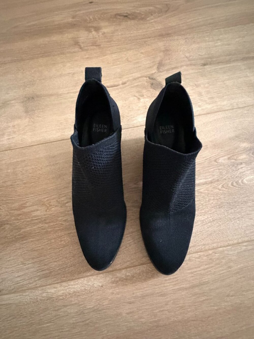 Eileen Fisher Black Ponte Knit Ankle Bootie